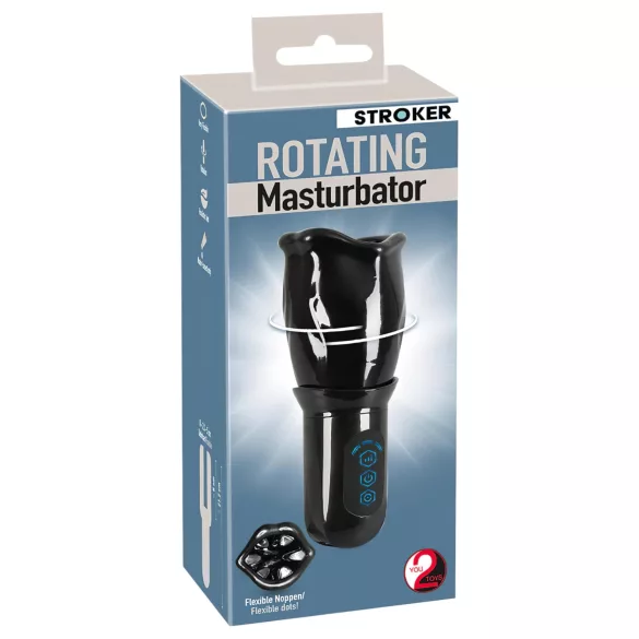 STROKER - masturbador masculino rotativo recarregável - boca artificial preta
