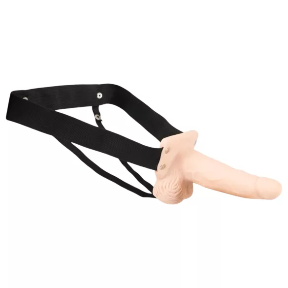 You2Toys - vibrador oco strap-on - com cinto regulável - cor natural