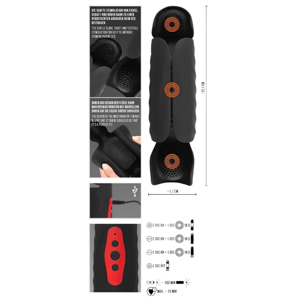 Rebel - vibrador peniano com 3 motores - silicone preto