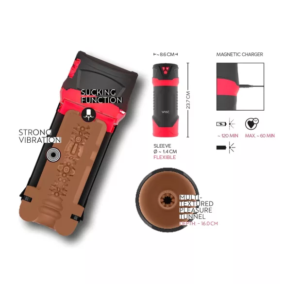 WYNE 01 - masturbador masculino vibratório com sucção e aquecimento - preto