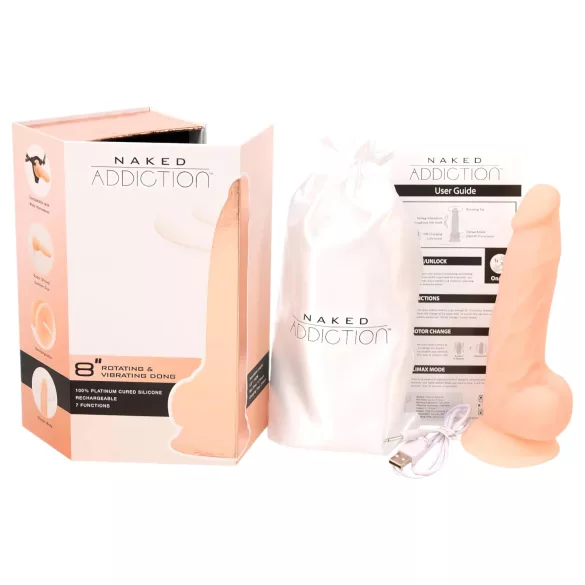 Naked Addiction - vibrador rotativo - 20cm - cor pele