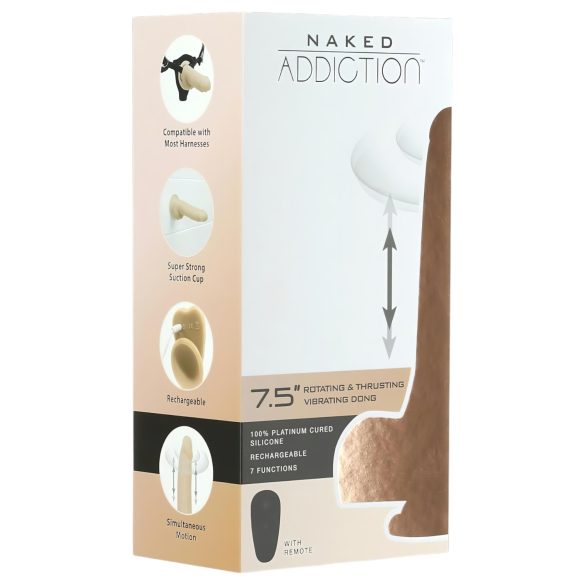 Naked Addiction - vibrador com movimento de empurrar - 19cm - cor natural