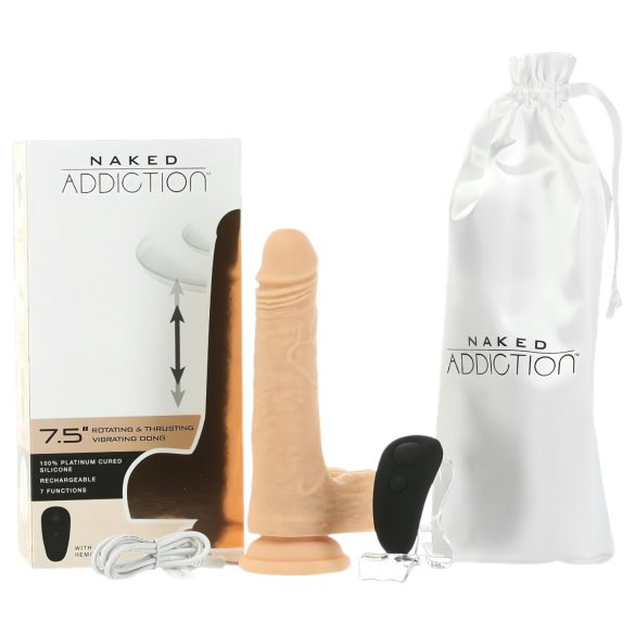Naked Addiction - vibrador com movimento de empurrar - 19cm - cor natural