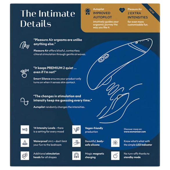 Womanizer Premium 2 - sugador clitoriano - estimulação a ar - azul