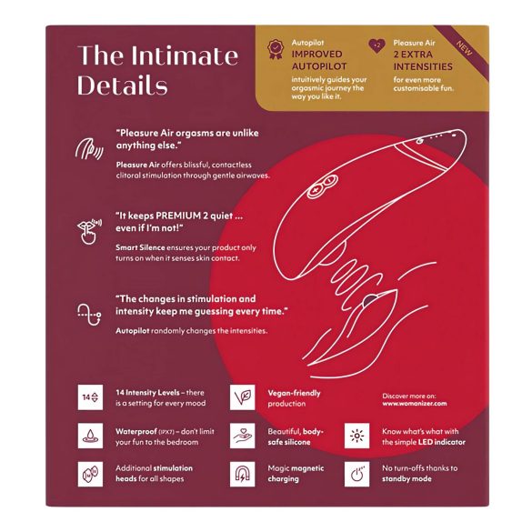 Womanizer Premium 2 - estimulador clitóris sucção - vermelho