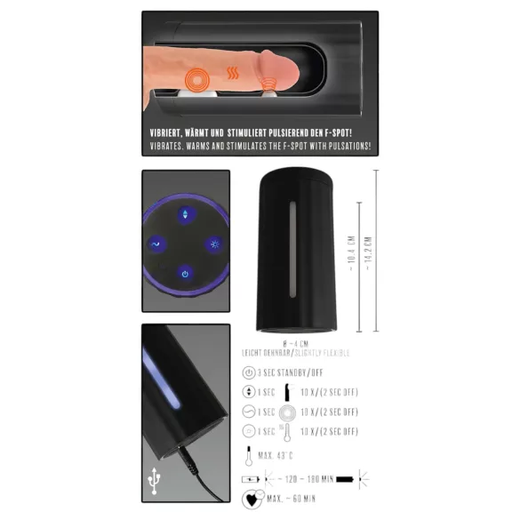 Rebel Blow Job - masturbador masculino recarregável 3 funções preto