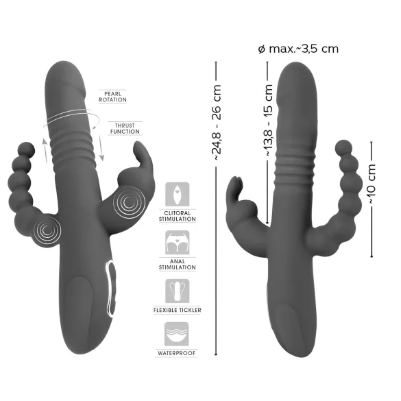 SMILE Triple - vibrador rotativo e pulsante triplo recarregável - silicone lilás