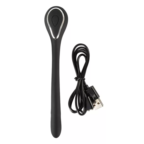 Penis Plug Dilator - dilatador peniano vibratório recarregável 1cm - preto