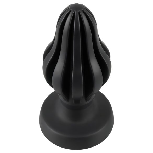 ANOS - plug anal com textura - silicone macio - 7cm - preto