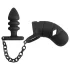 Black Velvets - gaiola peniana silicone com plug anal - preto