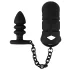 Black Velvets - gaiola peniana silicone com plug anal - preto