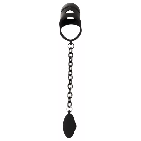 Black Velvets - gaiola peniana silicone com plug anal - preto