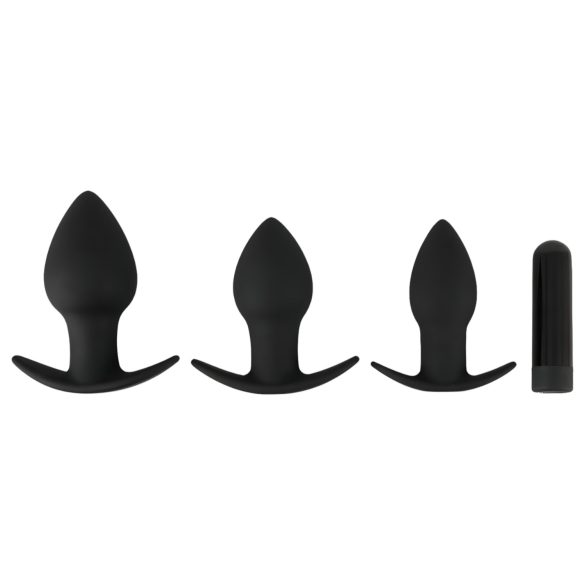 Black Velvets - kit vibrador anal recarregável - 3 peças - preto