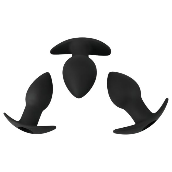 Black Velvets - kit vibrador anal recarregável - 3 peças - preto