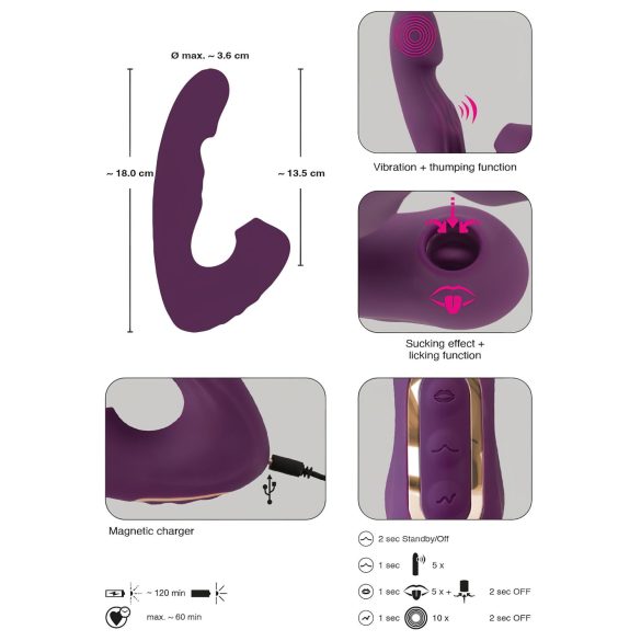 Javida - 4 em 1 vibrador estimulador de clitóris (roxo)