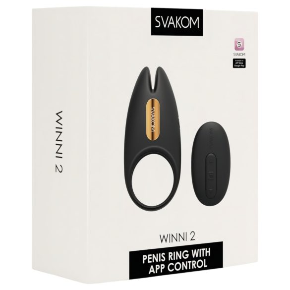 Svakom Winni 2 - anel peniano vibratório com controle remoto - silicone preto