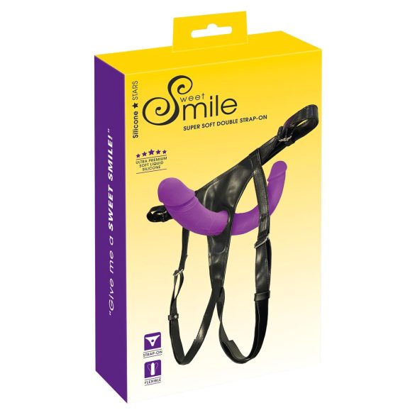 Smile - dildo duplo com cinta para casal - silicone roxo/preto