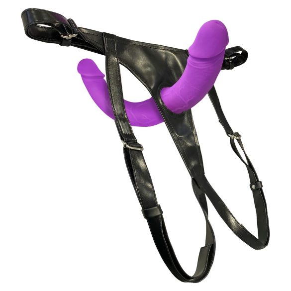 Smile - dildo duplo com cinta para casal - silicone roxo/preto