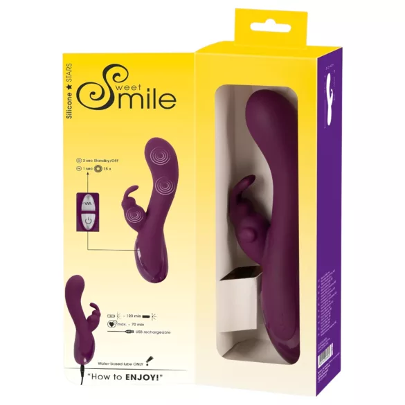 Smile - vibrador rabbit 3 motores recarregável com estimulador clitóris - lilás