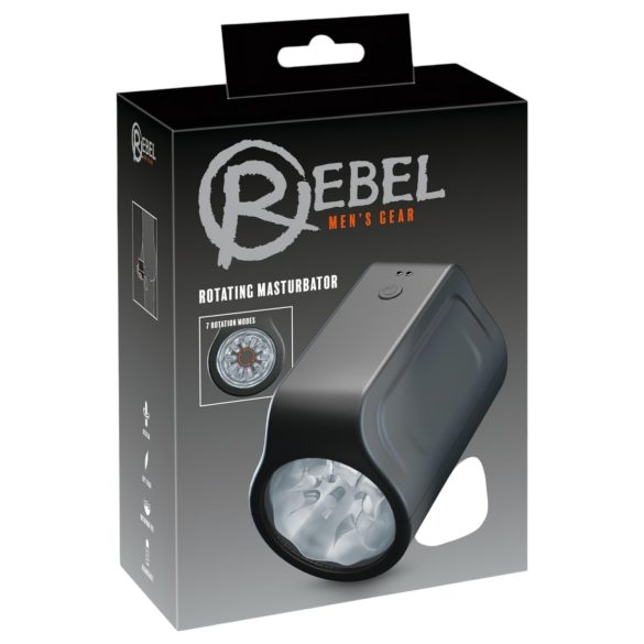 Rebel - masturbador masculino rotativo à prova d’água - preto