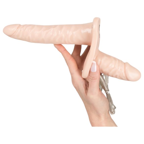You2Toys - vibrador duplo com cinta - cor natural
