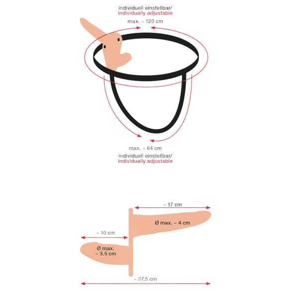 You2Toys - vibrador duplo com cinta - cor natural