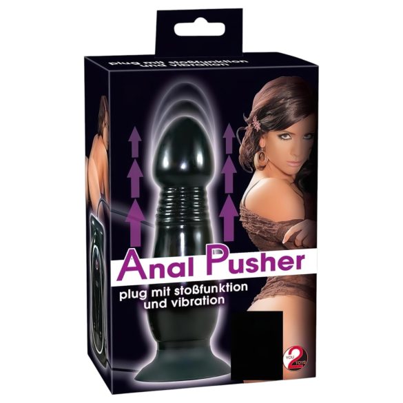 You2Toys - Vibrador anal com movimento de empurrar - silicone preto