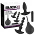 Black Velvets - Kit plug anal vibratório - 4 peças - silicone preto
