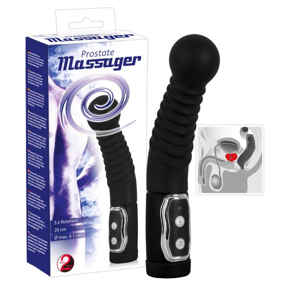 You2Toys - Massageador de próstata vibrador rotativo - silicone preto