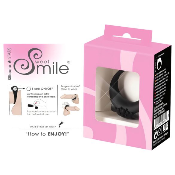 SMILE Stayer - anel peniano vibratório - silicone preto