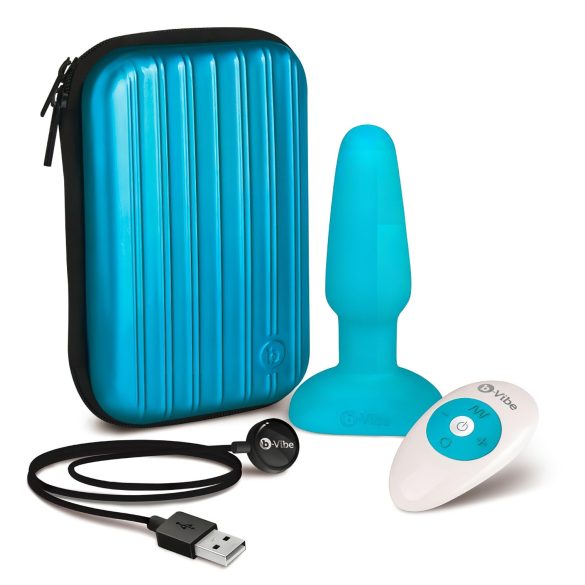 b-Vibe - vibrador anal com esferas rotativas recarregável - azul turquesa