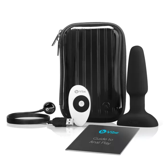 b-Vibe - vibrador anal recarregável com pérolas rotativas (preto)