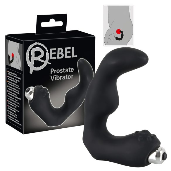 Rebel - vibrador prostático curvado - silicone preto