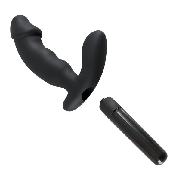 Rebel - vibrador de próstata com pênis - silicone preto