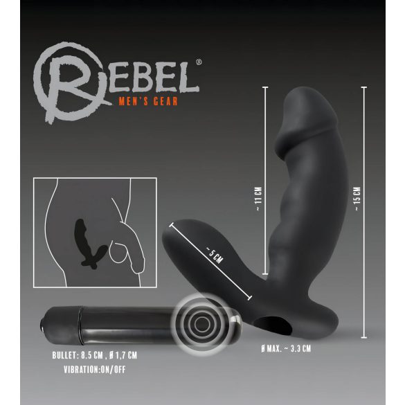 Rebel - vibrador de próstata com pênis - silicone preto
