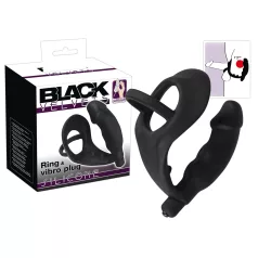   Black Velvets - vibrador anal com anel peniano e escrotal - silicone preto