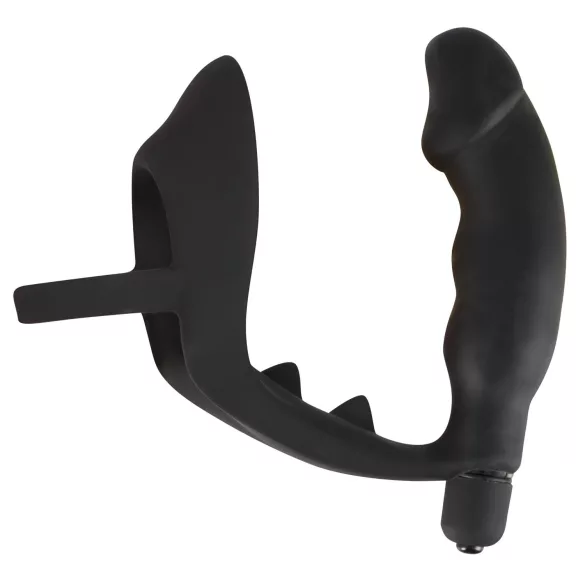 Black Velvets - vibrador anal com anel peniano e escrotal - silicone preto