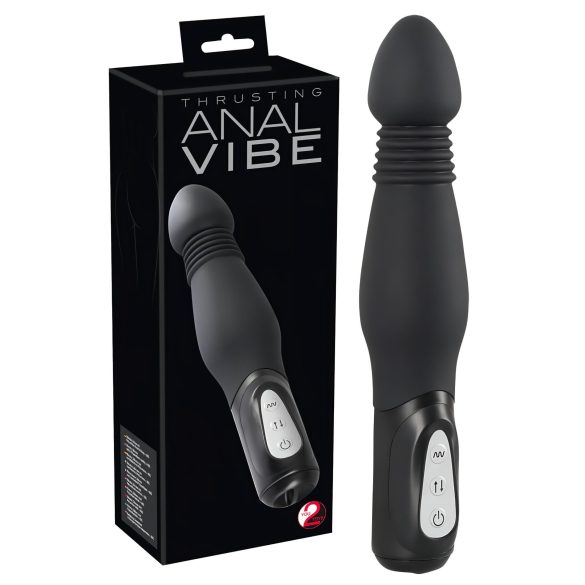 You2Toys - vibrador anal com movimento empurrador - silicone preto