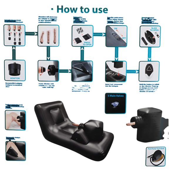 Dark Magic - máquina de sexo com cama a pilhas (preto)