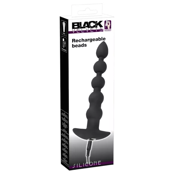 Black Velvets - vibrador anal recarregável com 5 esferas - silicone preto
