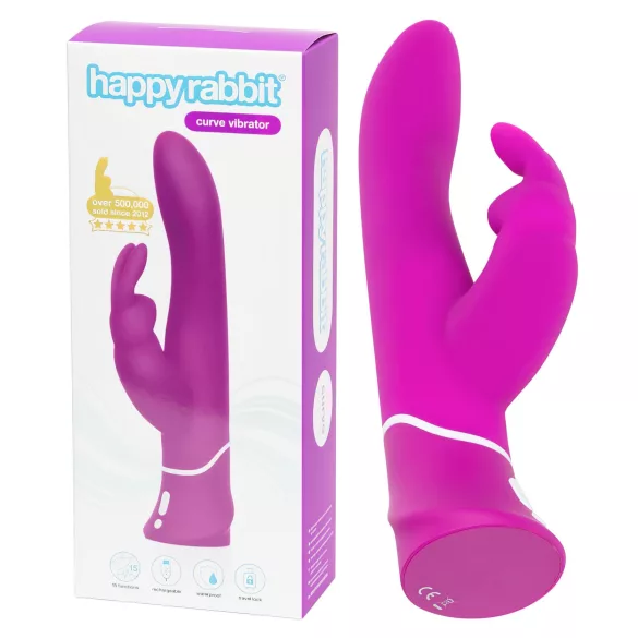 Happyrabbit Curve - vibrador com estimulador clitoriano à prova d’água - lilás
