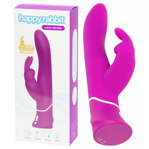 Happyrabbit Curve - vibrador com estimulador clitoriano à prova d’água - lilás