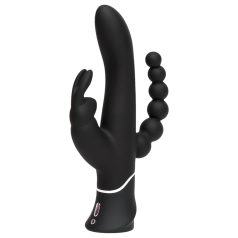   Happyrabbit - vibrador triplo recarregável clitóris e anal - silicone preto