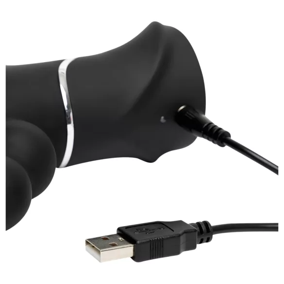 Happyrabbit - vibrador triplo recarregável clitóris e anal - silicone preto