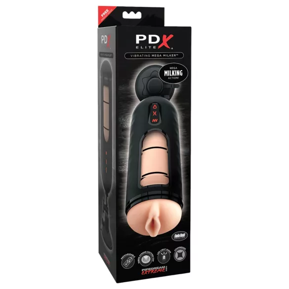 PDX Elite Mega Milker - masturbador automático vibrador masculino - preto