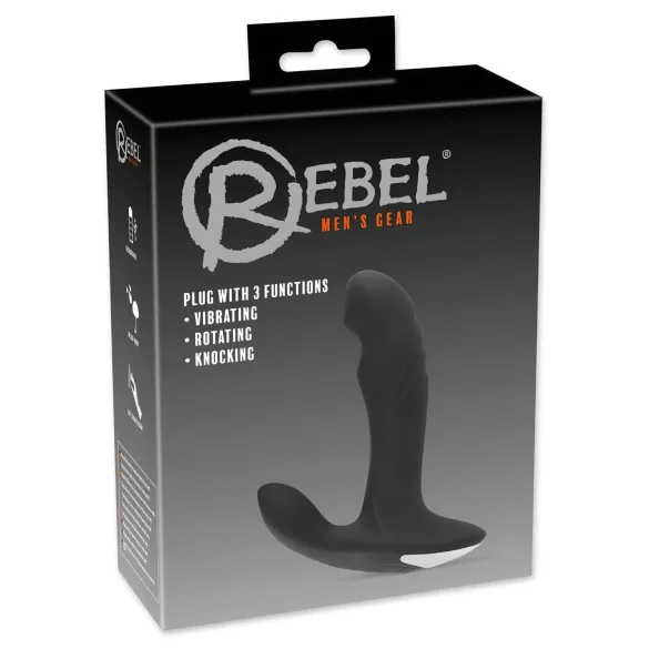 Rebel - vibrador massageador de próstata com esferas rotativas - silicone preto