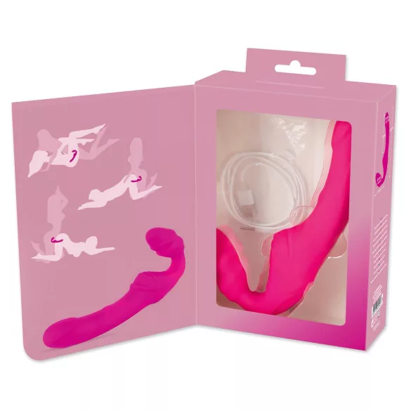 You2Toys - Double2Teaser - vibrador com arnês sem tiras (rosa)