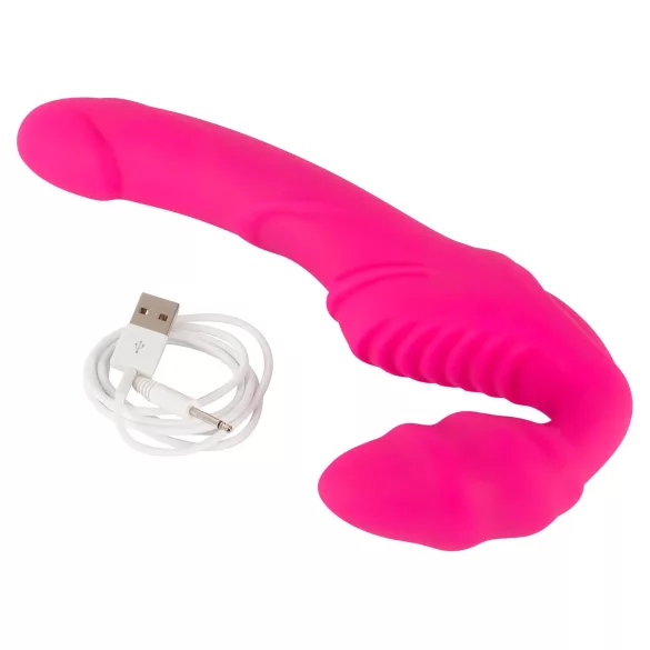 You2Toys - Double2Teaser - vibrador com arnês sem tiras (rosa)