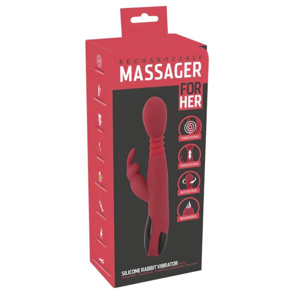 You2Toys - vibrador ponto G com movimento e aquecimento - silicone vermelho