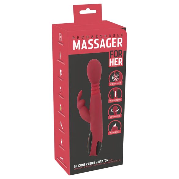 You2Toys - vibrador ponto G com movimento e aquecimento - silicone vermelho